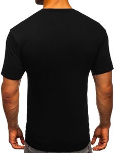 Tricou negru cu imprimeu bărbați Bolf 142175