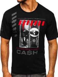 Tricou negru cu imprimeu bărbati Bolf 14315