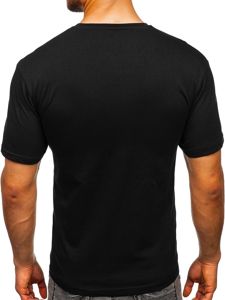 Tricou negru cu imprimeu bărbati Bolf 14315