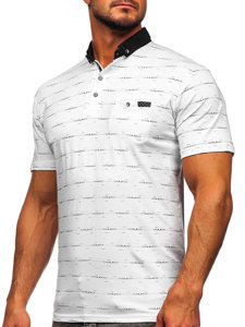 Tricou polo alb cu imprimeu Bolf 192472