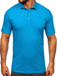 Tricou polo din bumbac turcoaz Bolf 143006