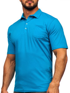 Tricou polo din bumbac turcoaz Bolf 143006