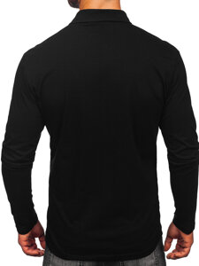 Tricou polo negru din bumbac cu mânecă lungă pentru bărbați Bonley 5120