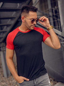 Tricou roșu-negru Bolf 8T82A